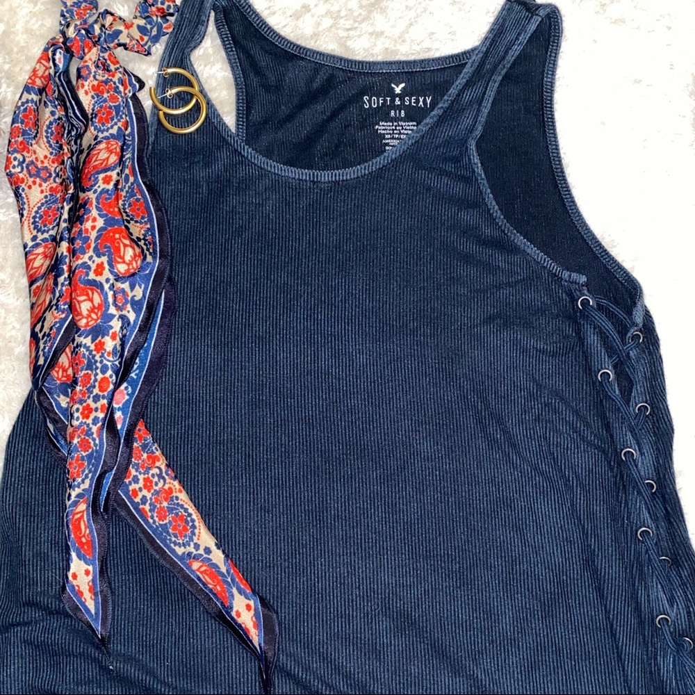 AE Ribbed Side Lace-Up Tank
